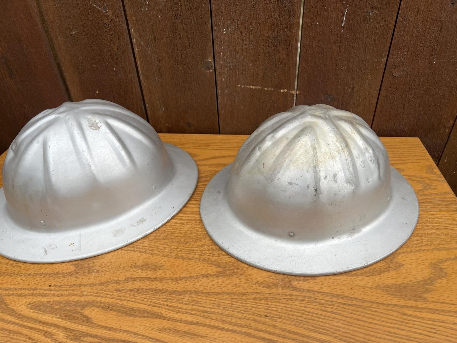 Vintage MSA McDonald T Hat-Standard Aluminum Safety Hard Hat Lot 2 Silver USA