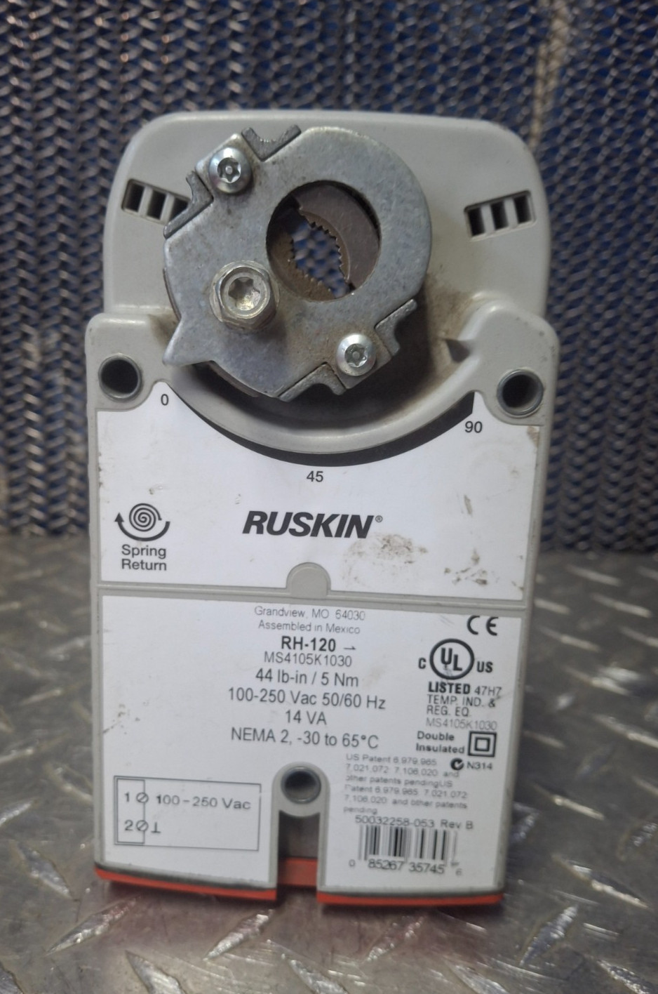 Ruskin RH-120 MS4105K1030 Spring Return Actuator 44 lb-in 5Nm 100-250V HVAC 14v