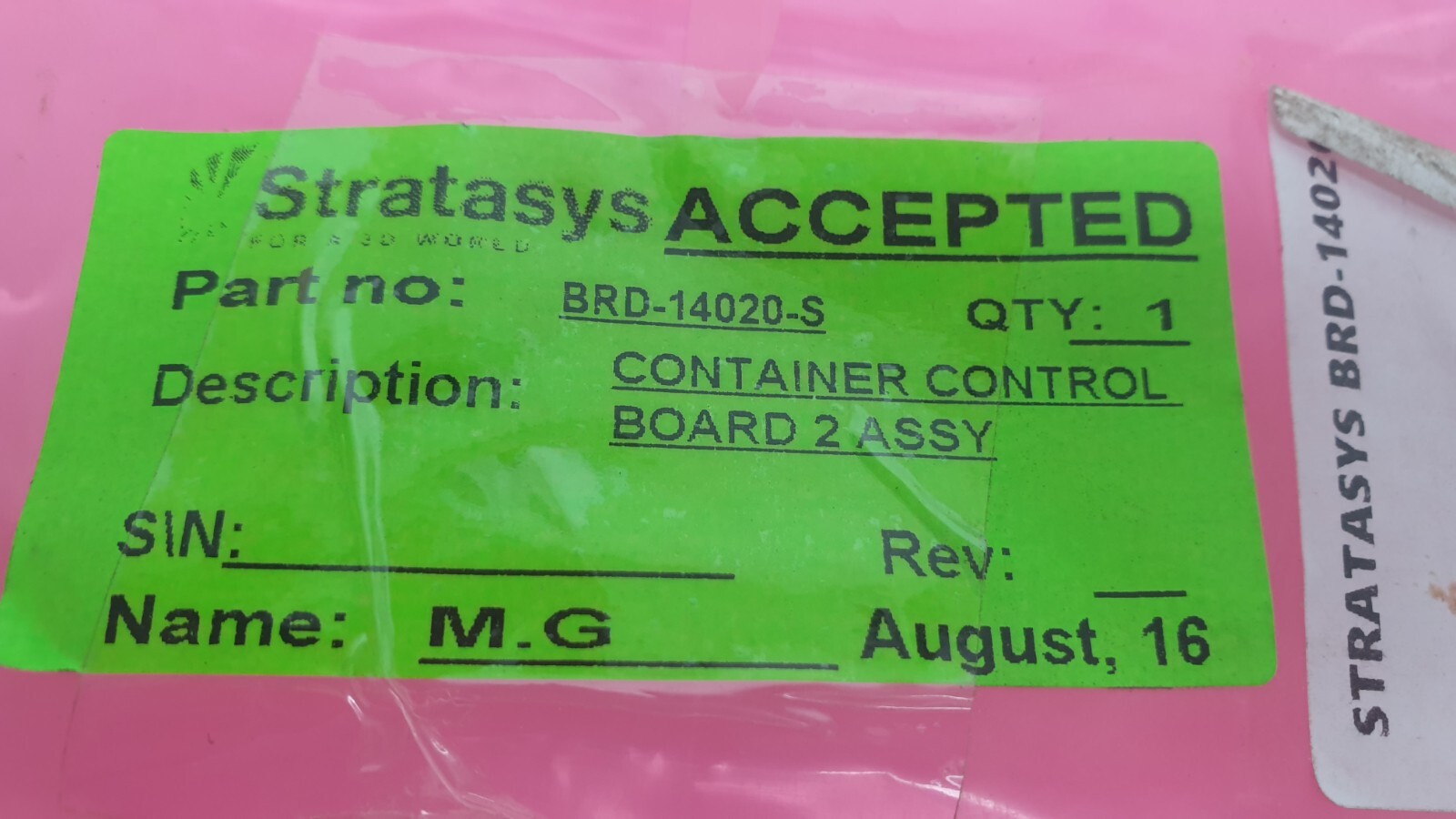 Stratasys Container Control Board 2 Assembly – P/N: BRD-14020-S, Rev: A