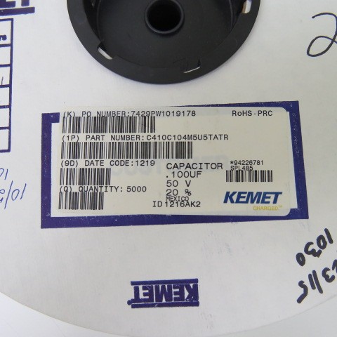 KEMET ELECTRONICS CORP C410C104M5U5CA Qty of 185 per Lot CAP CERAMIC MULTILAYER