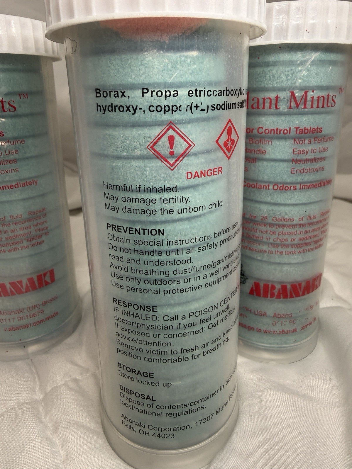 Abanaki Coolant Mints Odor Control Tablets for machine tool coolant sump pumps