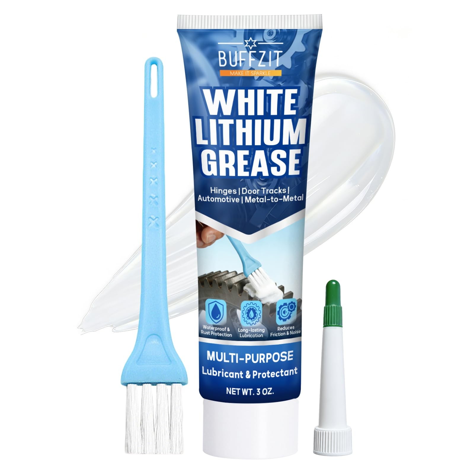 White Lithium Grease with Brush, Multi-Purpose Waterproof Lubricant for…