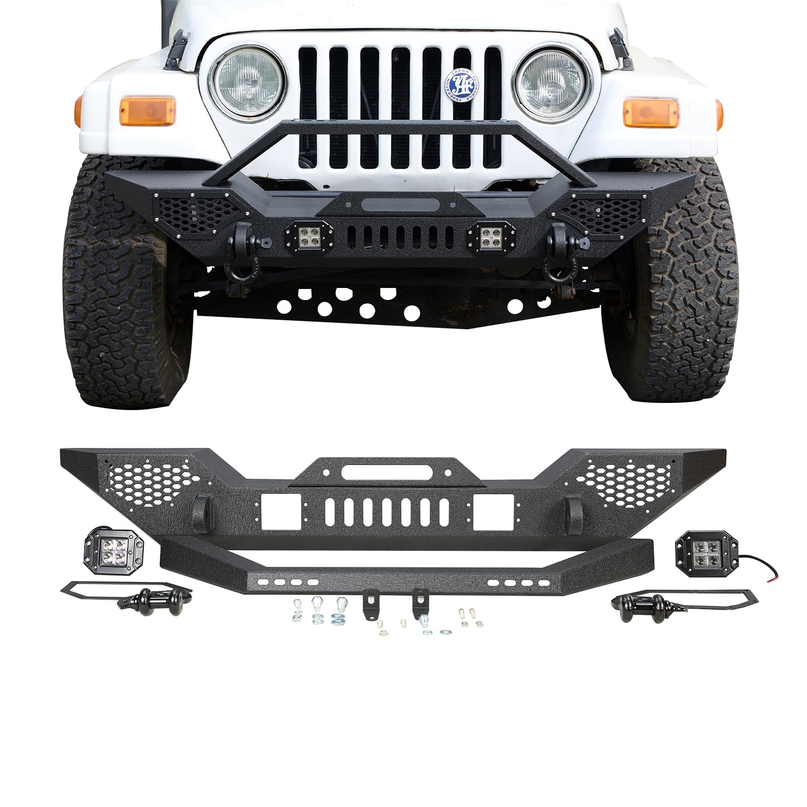 Garvee Front Bumper Compatible with Wrangler TJ 1997-2006 (2/4 Doors), Full W…