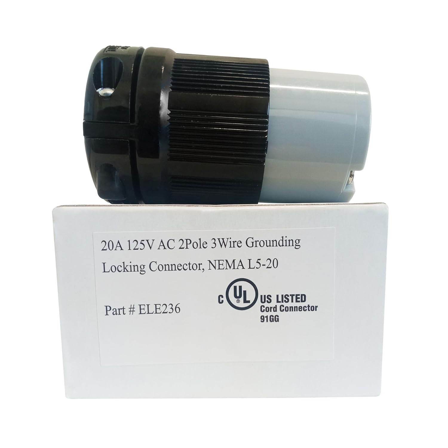 Ocsparts L5-20R Grounding Locking Connector, 20A 125V AC, 2 Pole 3 Wire, Cul Lis