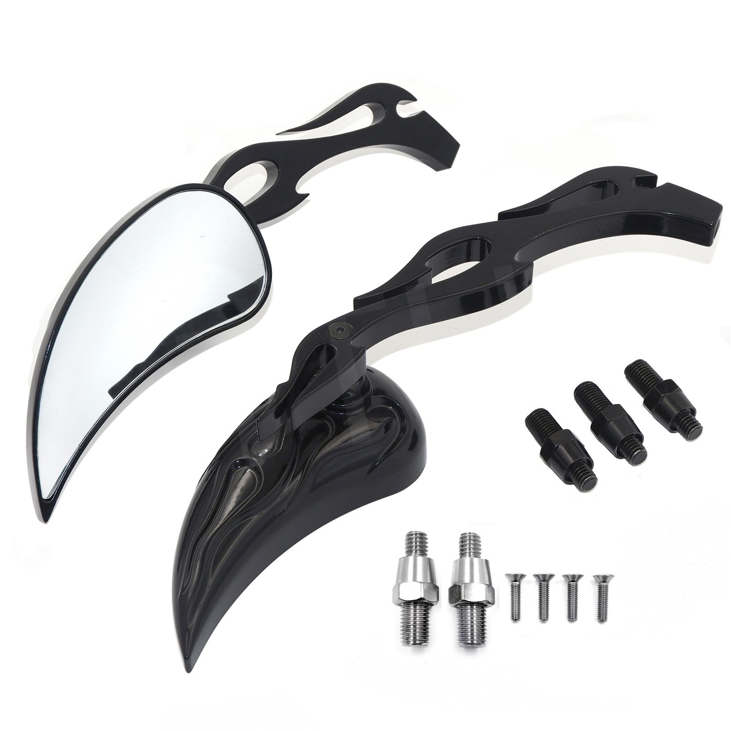 Black Teardrop Mirror For Yamaha Cruiser Royal Star Road Star V-Star Max Warrior