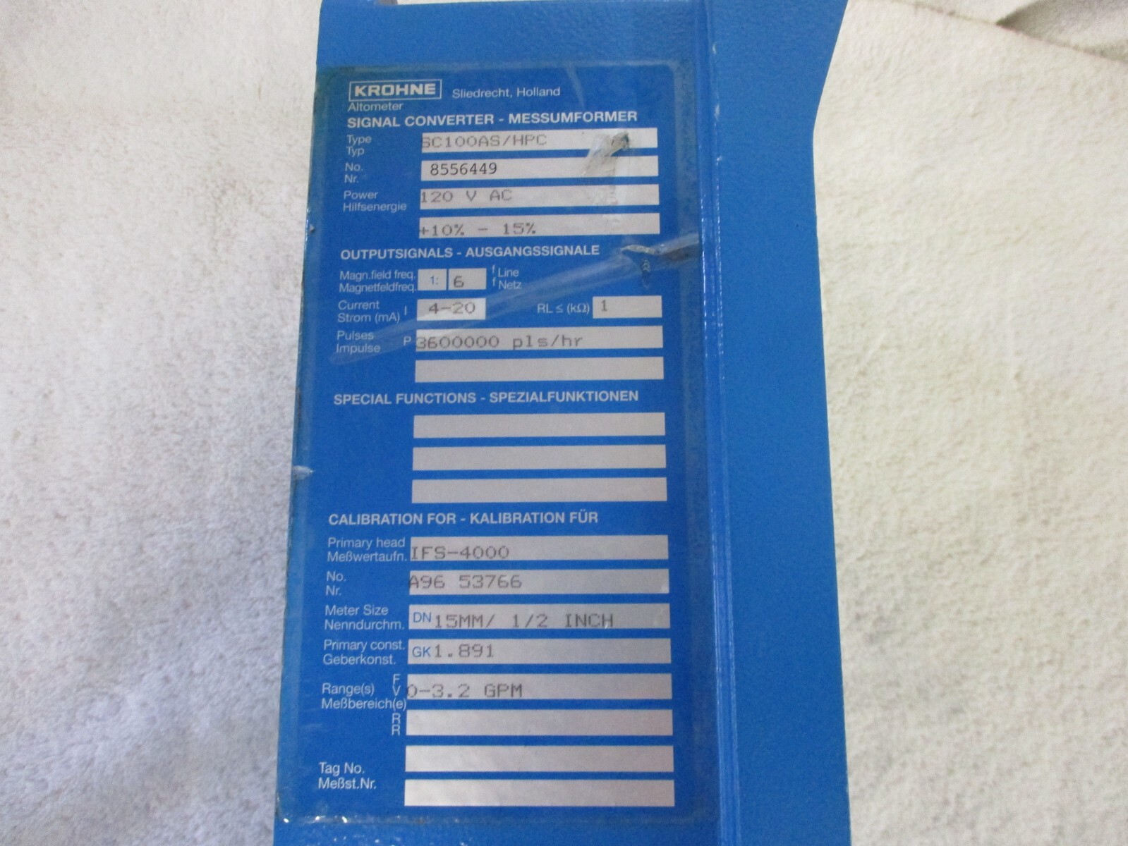 KROHNE Altometer Signal Converter 120VAC SC100AS/HPC
