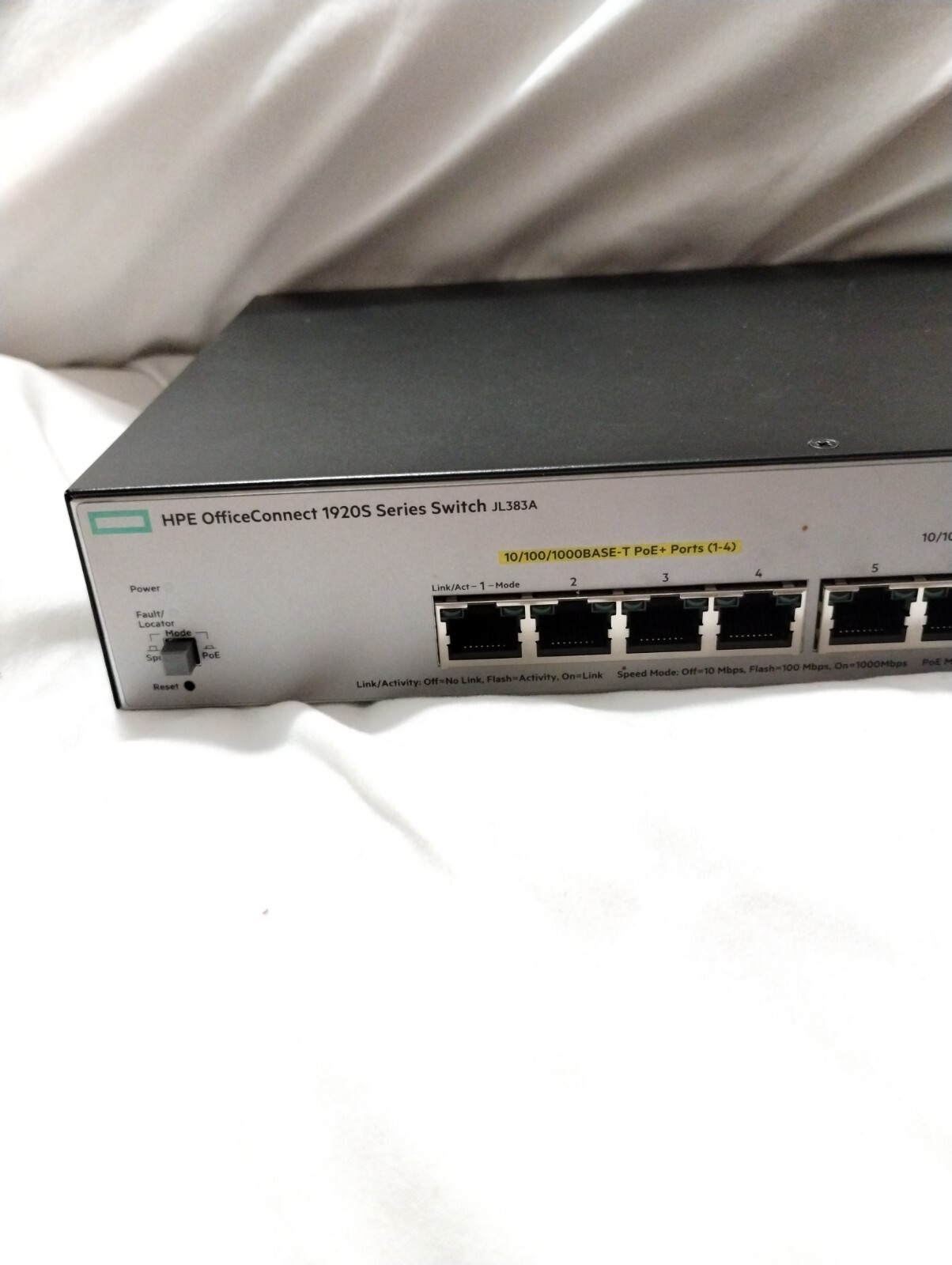 Hewlett Packard Switch OfficeConnect 1920S 8G PPoE+ 65W JL383A Untested