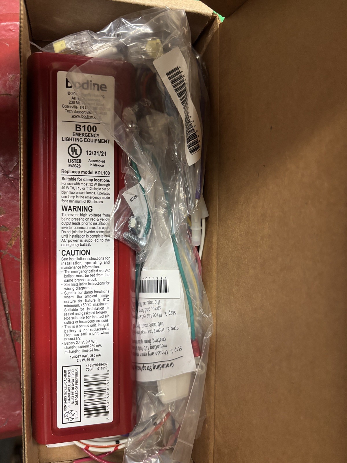BODINE B100 Emergency Fluorescent Ballast,40W 12X228