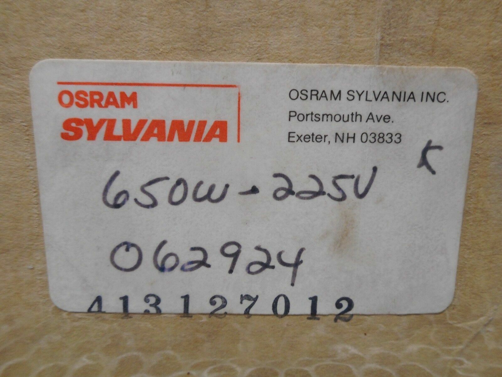 OSRAM SYLVANIA 413127012 4 Wire Square Heater Element 650W 220/230V New