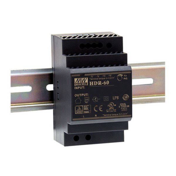 MEAN WELL USA HDR-60-24 AC/DC Power Supply – 1 Output – 24V@2.5A – 50W.