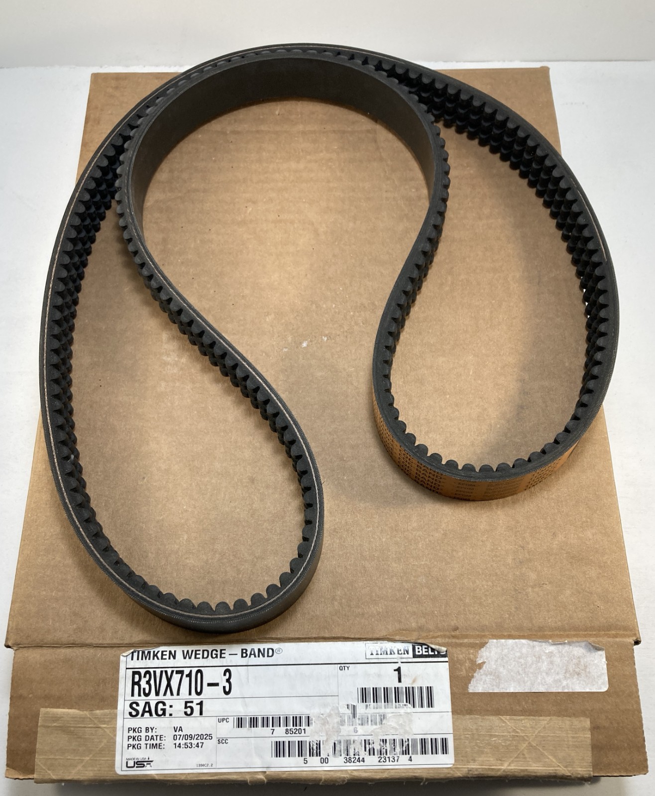 Timken Power Wedge Cog Band 3 Band Cogged V Belt R3VX710-3 USA Made