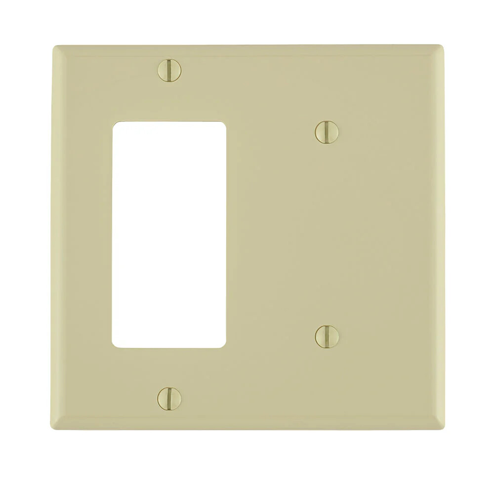 Leviton 2-Gang 1-Blank 1-Decora/GFCI Device Combo Wallplate Standard Size