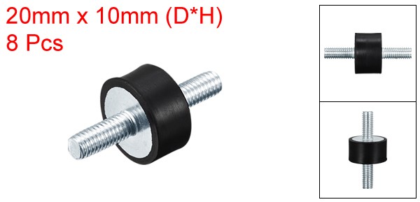 8pcs M6x18mm Rubber Mounts Anti Isolator Studs Shock Absorber Male 20x10mm