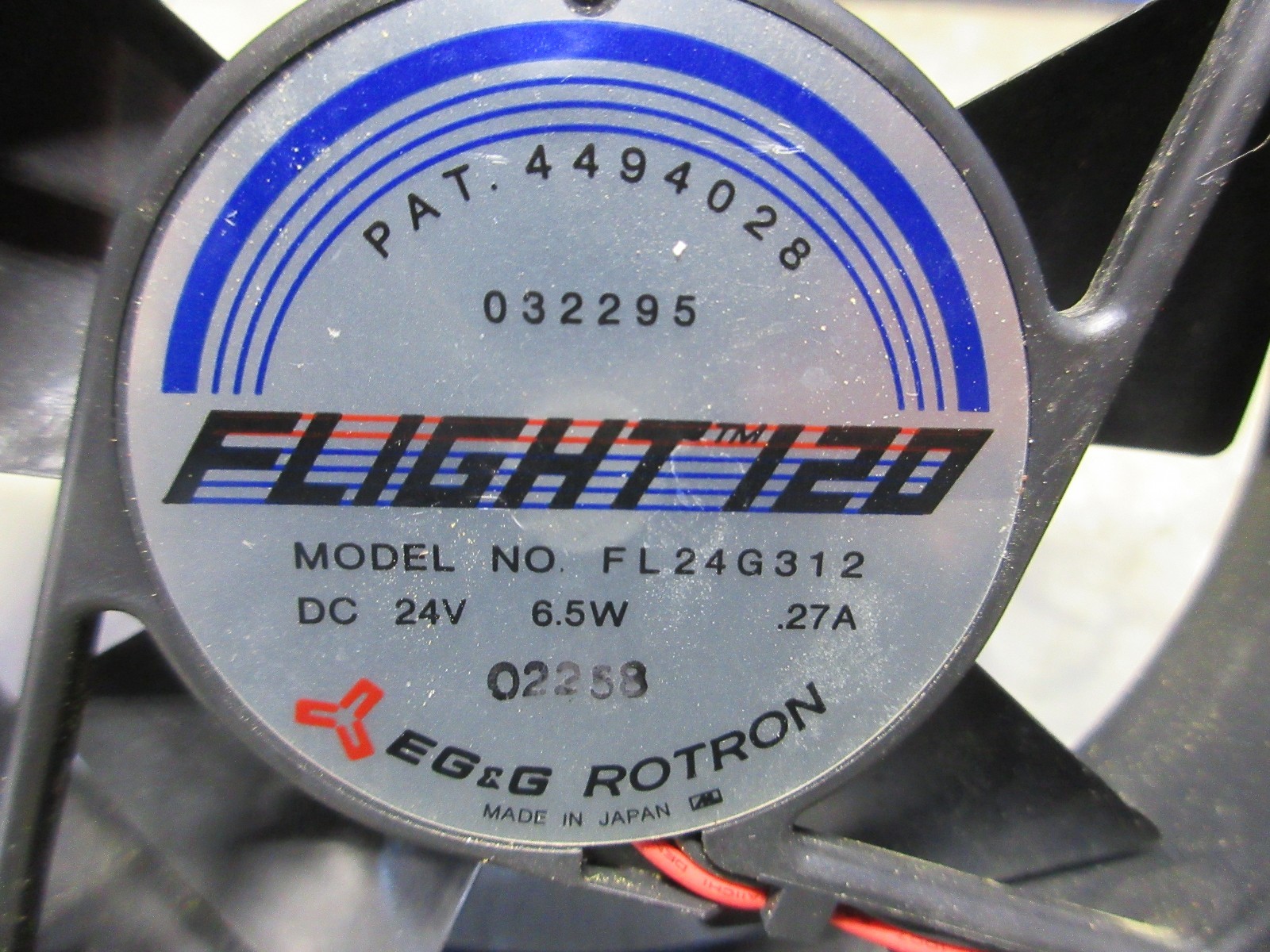 EG&G ROTRON FLIGHT 120 COOLING FAN FL24G312 DC 24V 6.5W .27A 02258