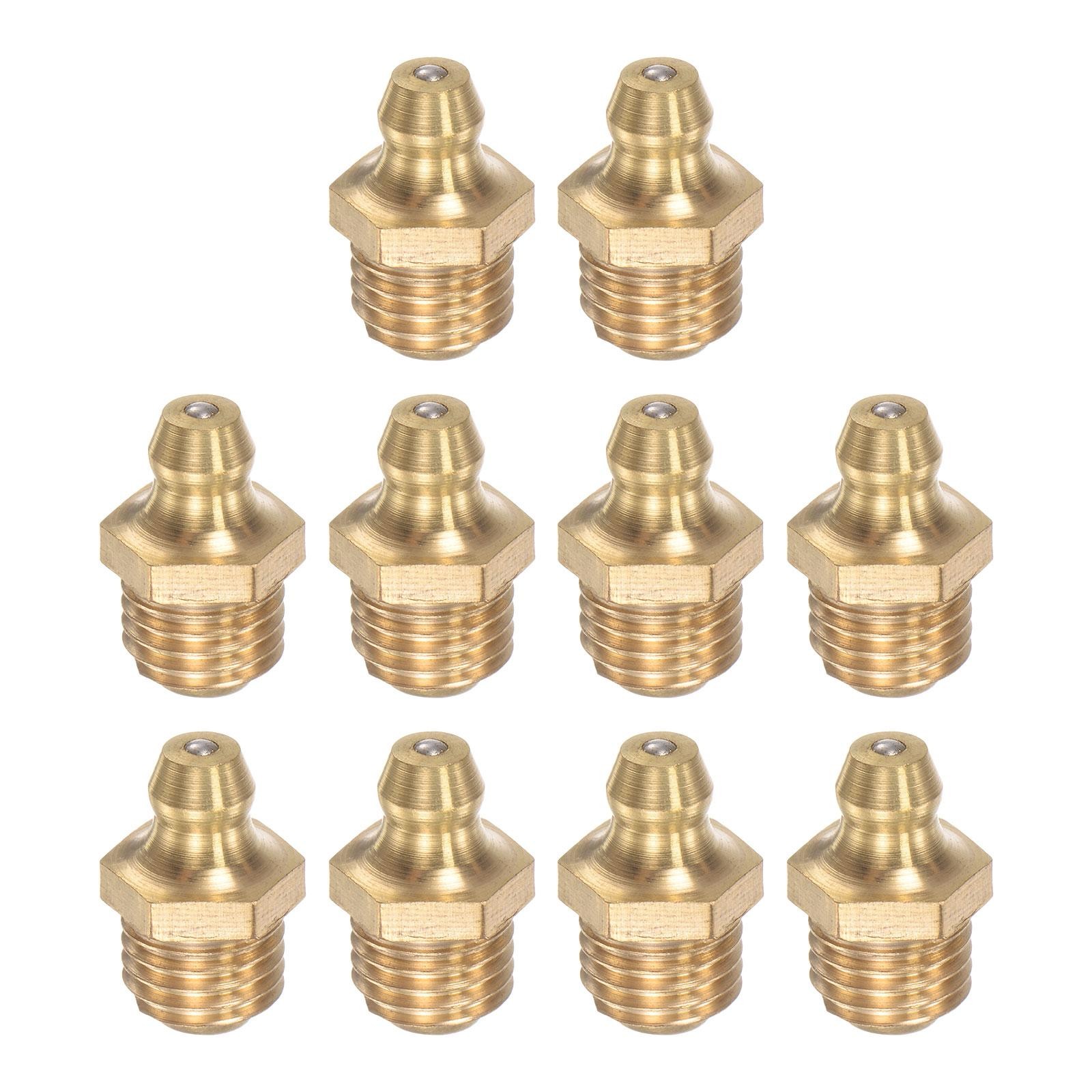 10Pcs Brass Straight Hydraulic Grease Fitting Accessories M10 x 1.25mm Thread