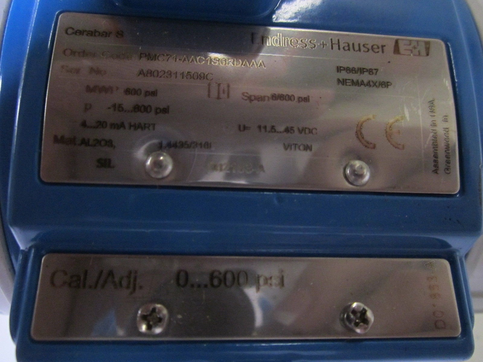 ENDRESS+HAUSER CERABAR S PMC71-AAC1S6RDAAA PRESSURE TRANSMITTER NSNP