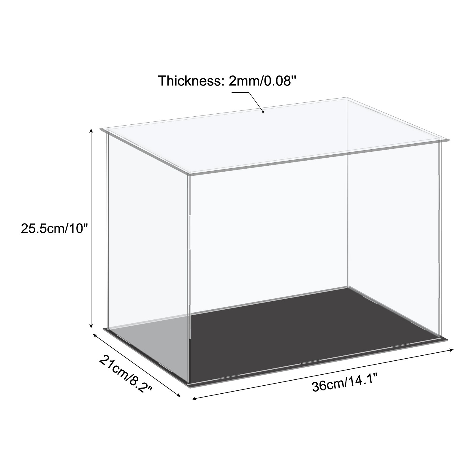 Acrylic Display Case Plastic Box Cube Storage Box Clear 36x21x25.5cm