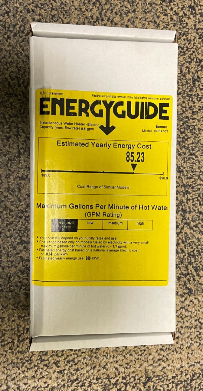 Eemax Spex60t Ml Both Electric Tankless Water Heater, Undersink, 277Vac, Single