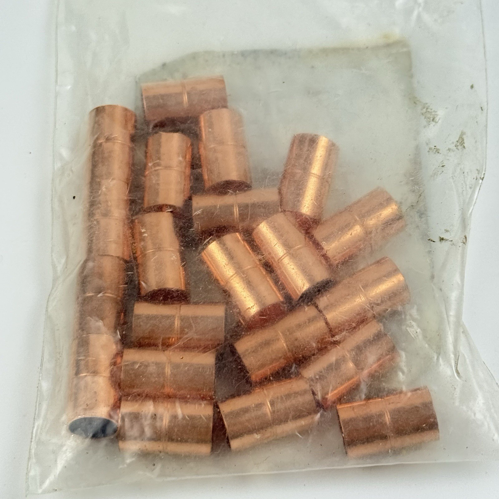 HVAC Copper 3/8″ OD 1/4” ID Straight Coupling With Stop. 21 Pieces.