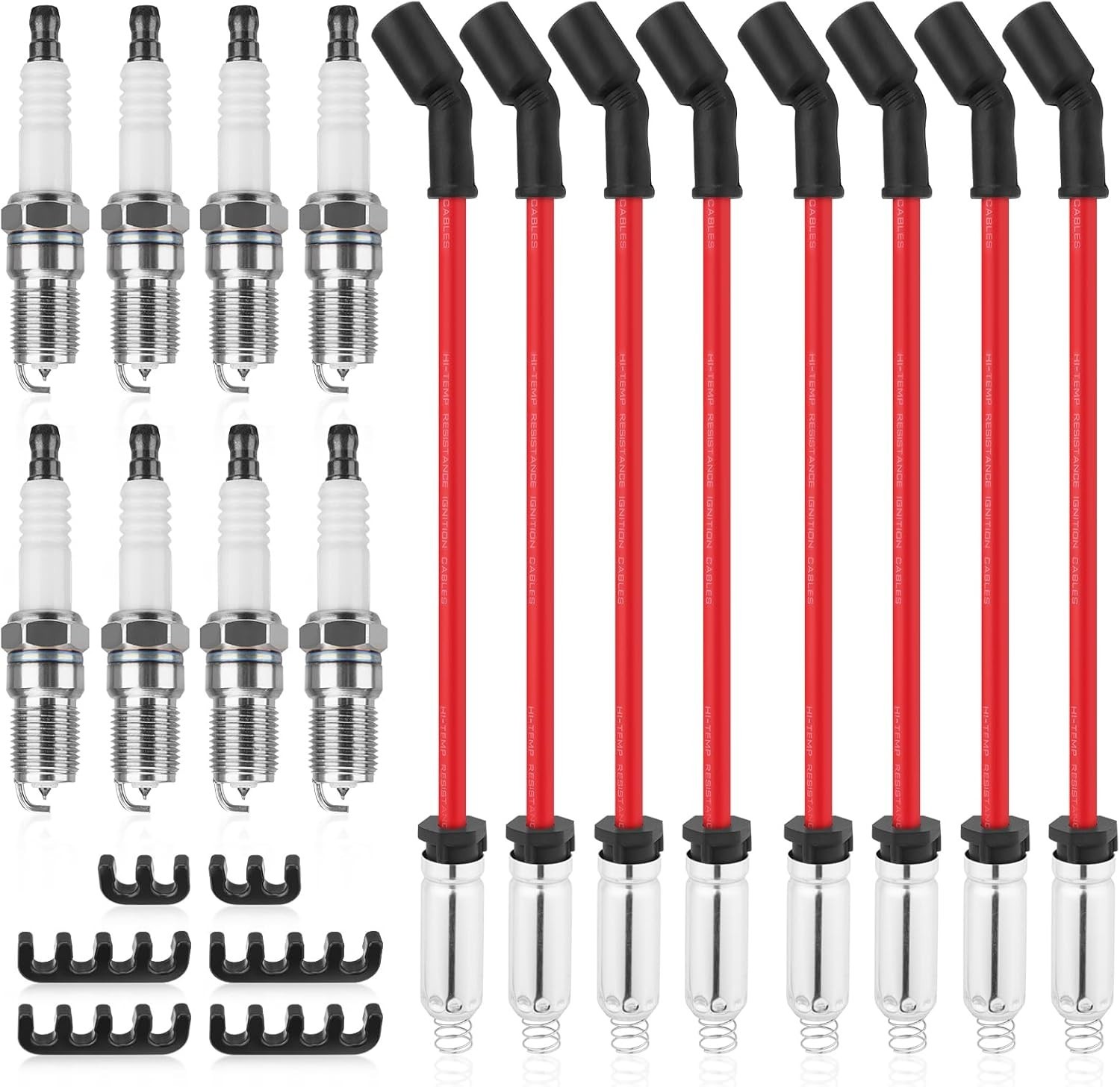 8 Iridium Spark Plugs & 10.4mm Wires Set for Chevy GMC LS 5.3 6.0 6.2 V8