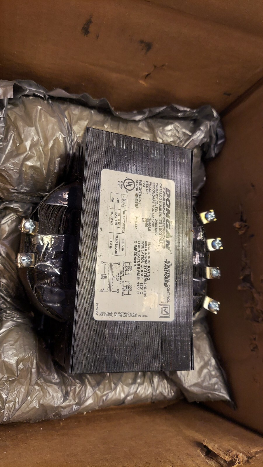 New Dongan 50-1500-053 240x480V Transformer