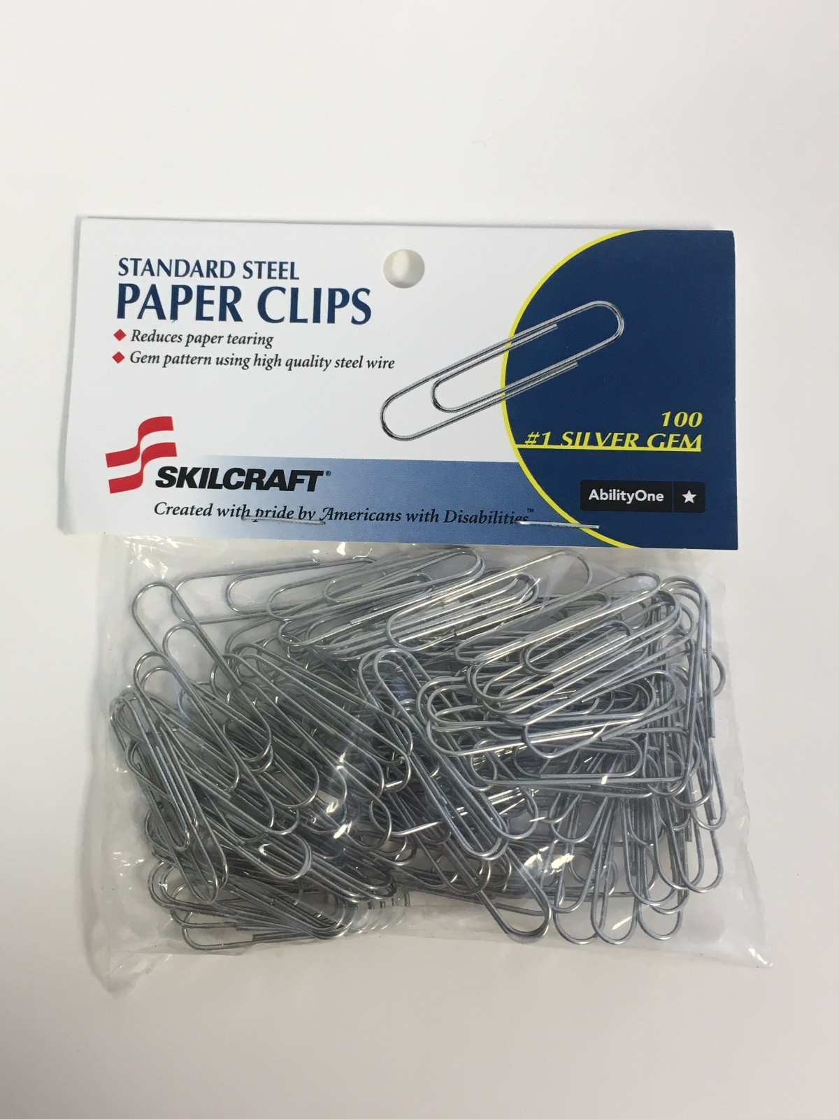Skilcraft Standard Steel Paper Clips, #1 Silver Gem, 500 Count 7510-01-467-6738