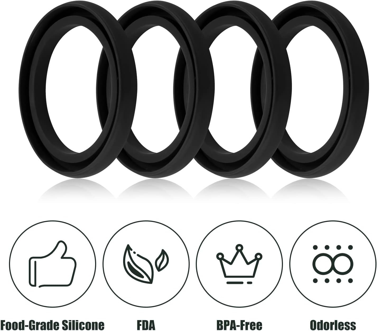 4pcs Silicone Replacement Gaskets Classic for Stanley, Silicone Seal Gasket for
