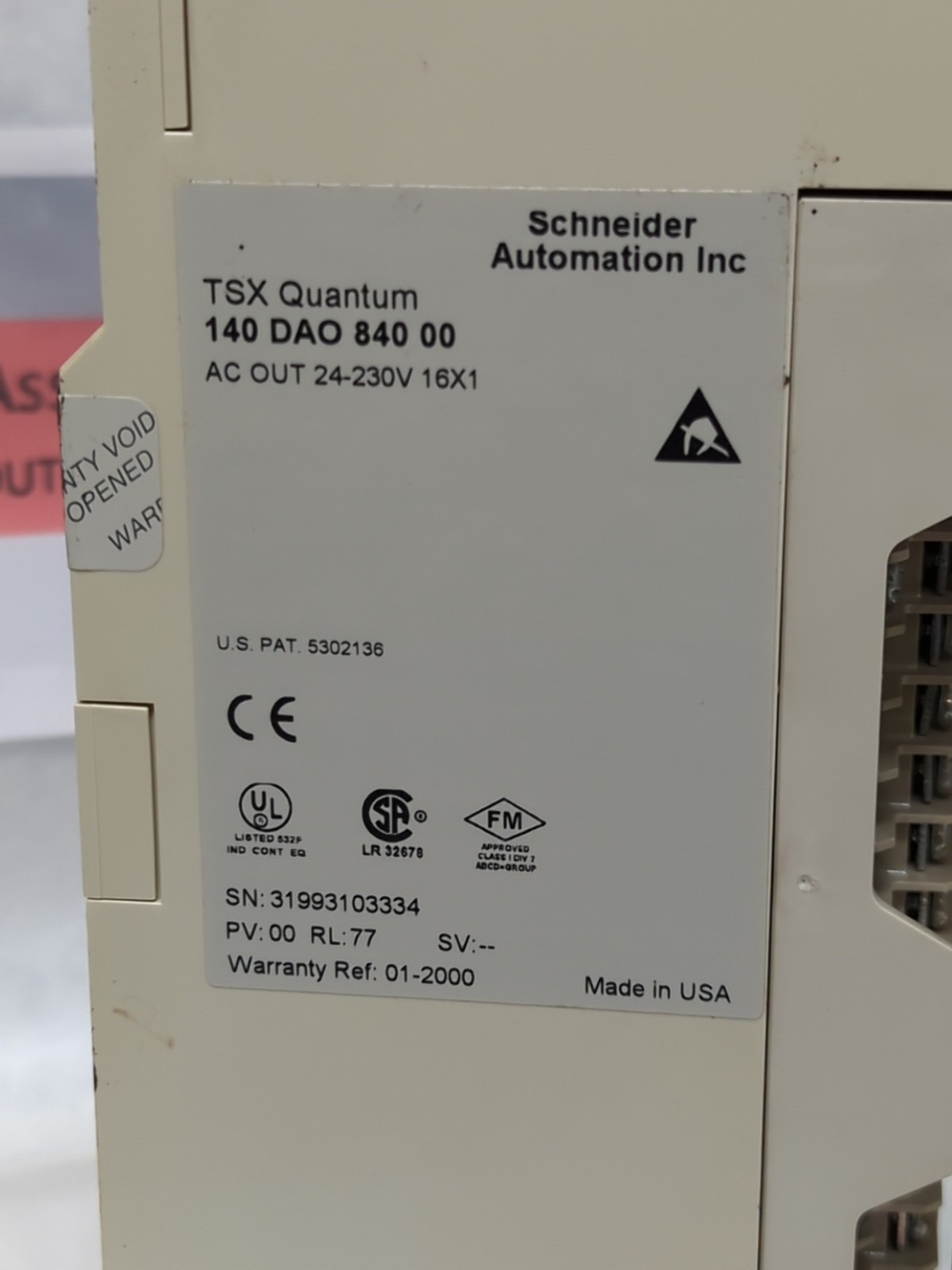 SCHNEIDER AUTOMATION,140 DAO 840 00,TSX QUANTUM OUTPUT MODULE 24-230 VAC USED