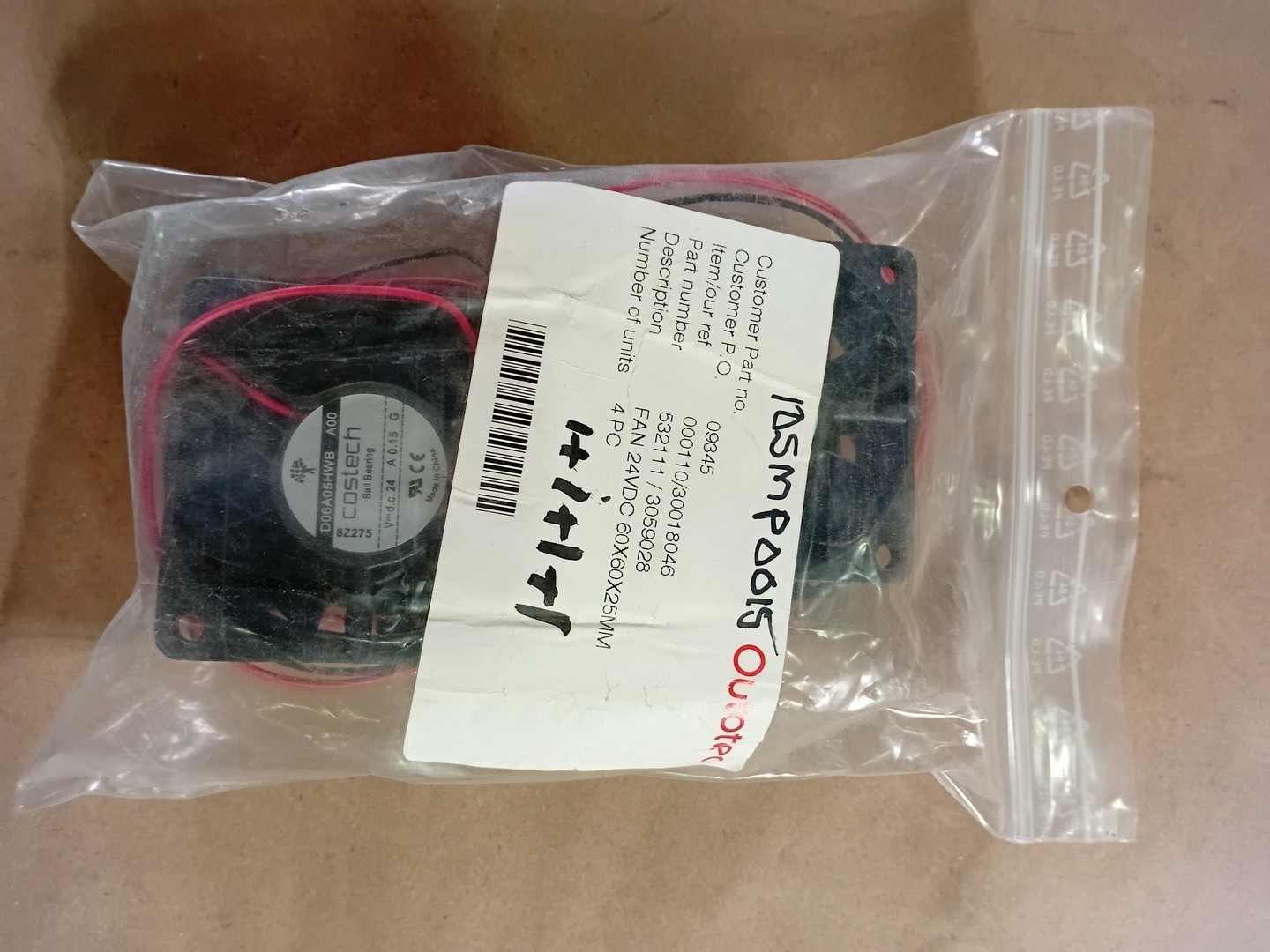 SURPLUS NEW COSTECH 24 VDC Fan 60x60x25mm, 532111, 3059028, D06A05HWB – Parts