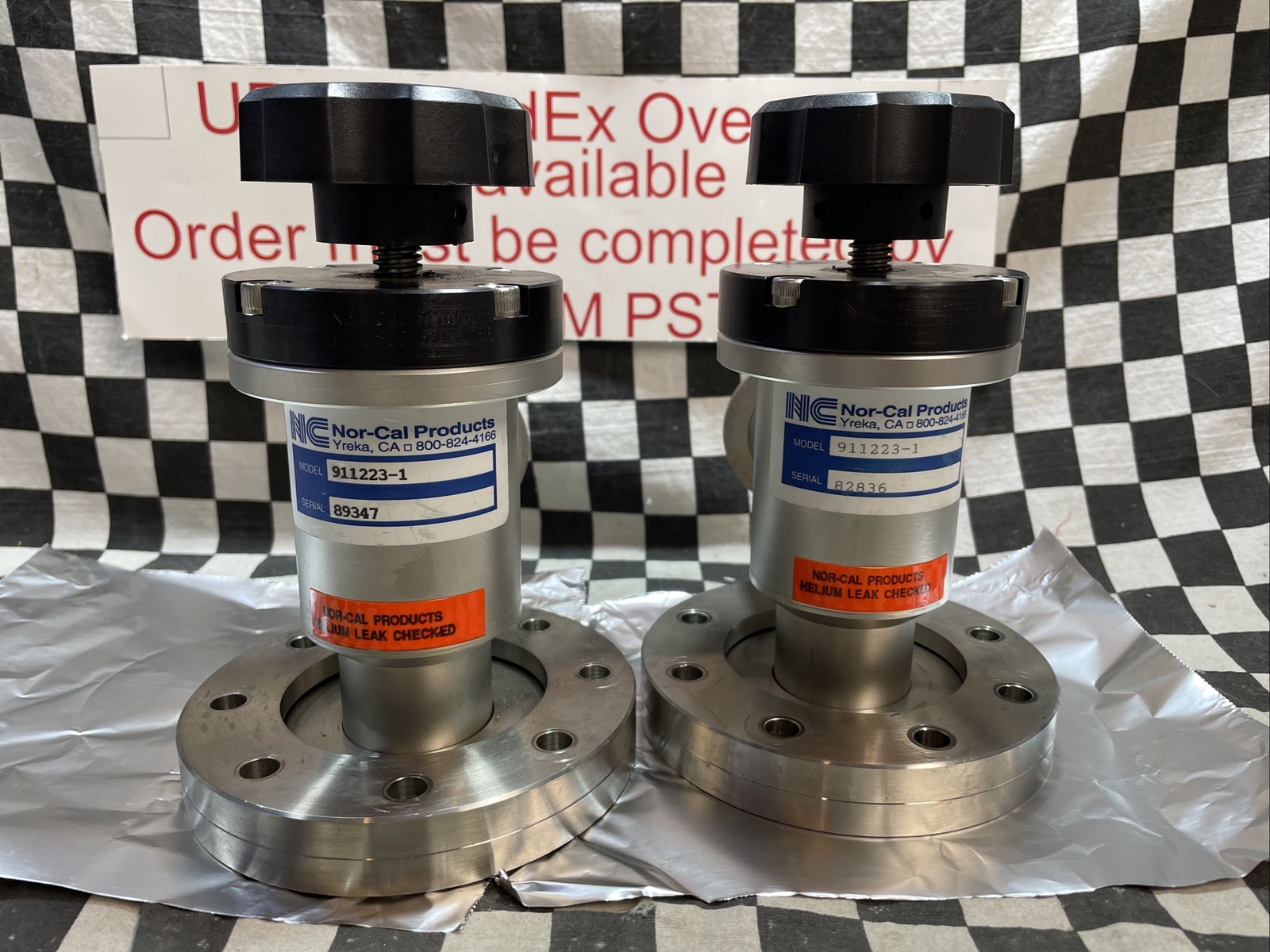 NOR-CAL VACUUM Angle MANUAL VALVE, CF 4-5/8 x NW40, 911223-1, 9112231, LOT OF 2