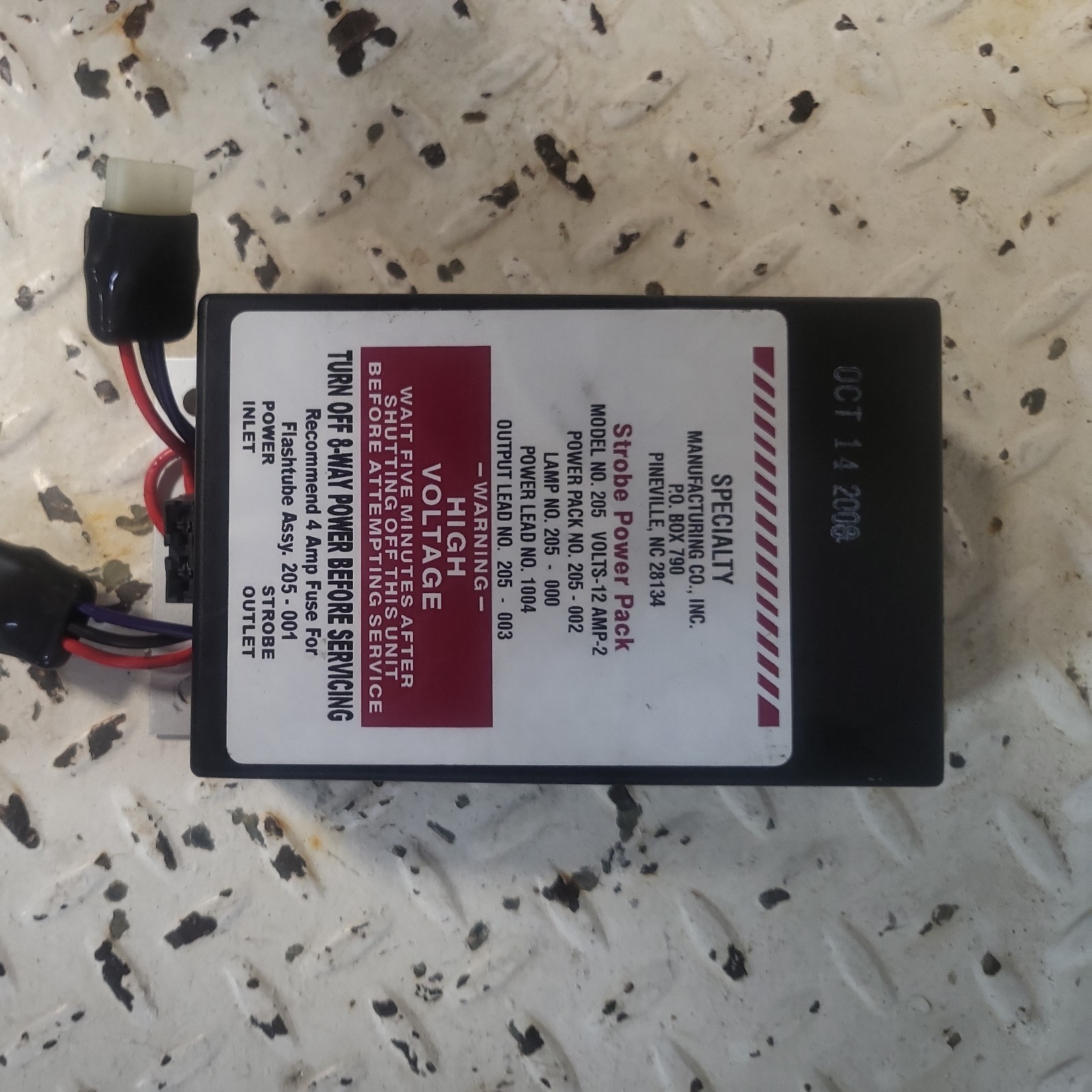 SPECIALTY MANUFACTURING STROBE POWER PACK Model 205 12v 2amp🚨SHIPS FREE🚨