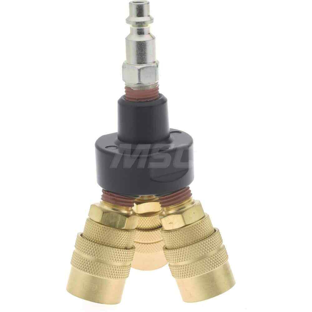 Pneumatic Tri-Pod Interchange Manifold: Brass Body, 1/4″ Inlet, 3 (1/4″) Outlets