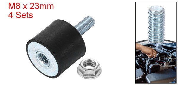 4Pcs M8x23mm Rubber Mounts 30x25mm(DxH) Rubber Shock Absorber Mount with Nuts