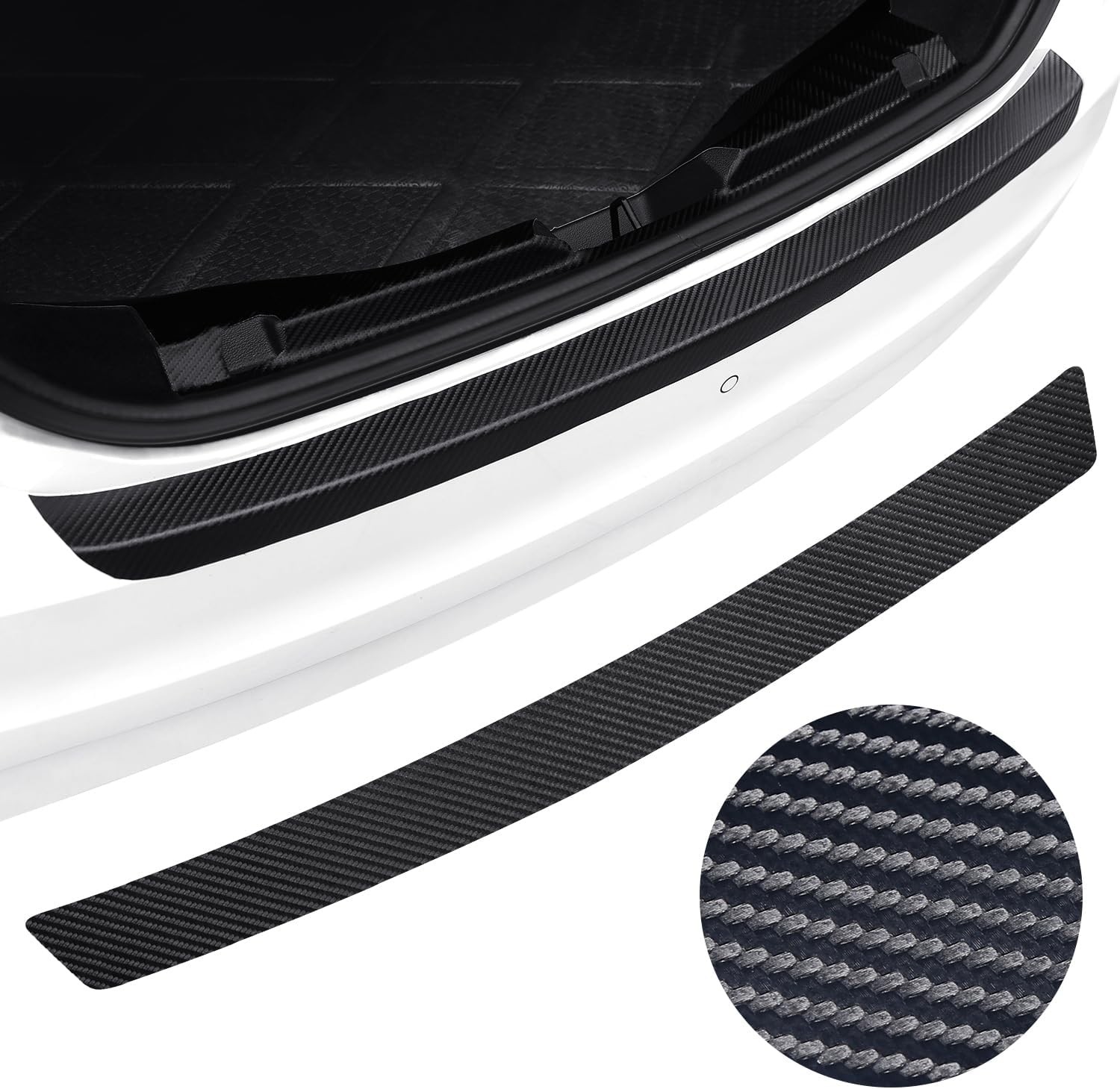 Universal Rear Bumper Protector, 40×3.54 Inches Carbon Fiber Textured Anti-Sc…