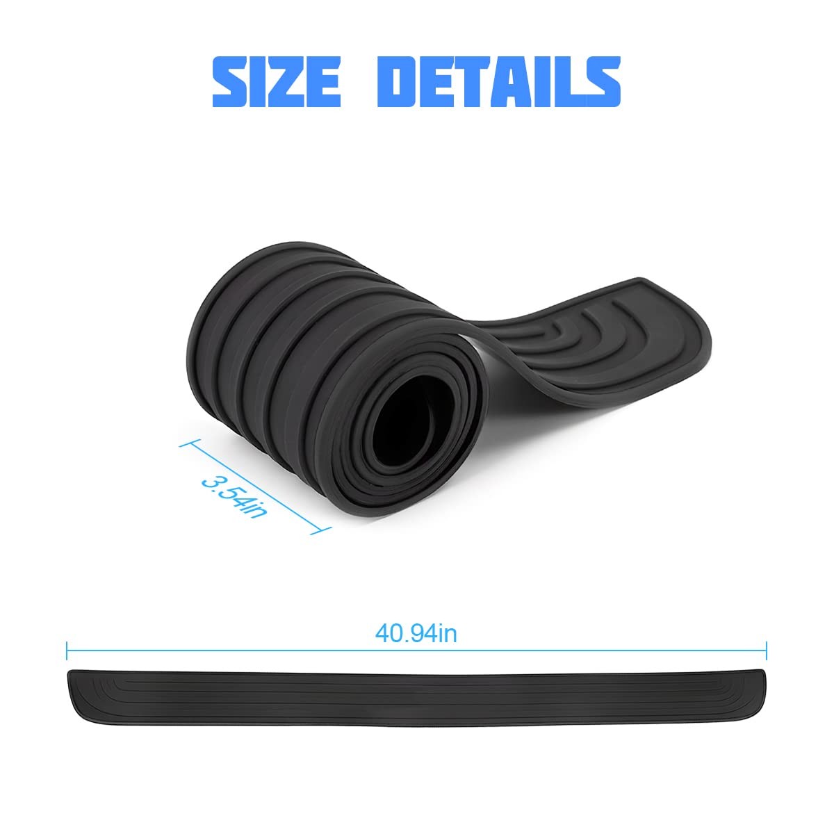 Car Rear Bumper Protector Guard – Anti-Scratch, Non-Slip, 40.9in Black Rubber…