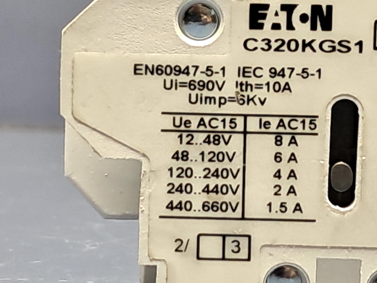 EATON CUTLER HAMMER C320KGS1 Side Mount Auxiliary Contact Freedom Series
