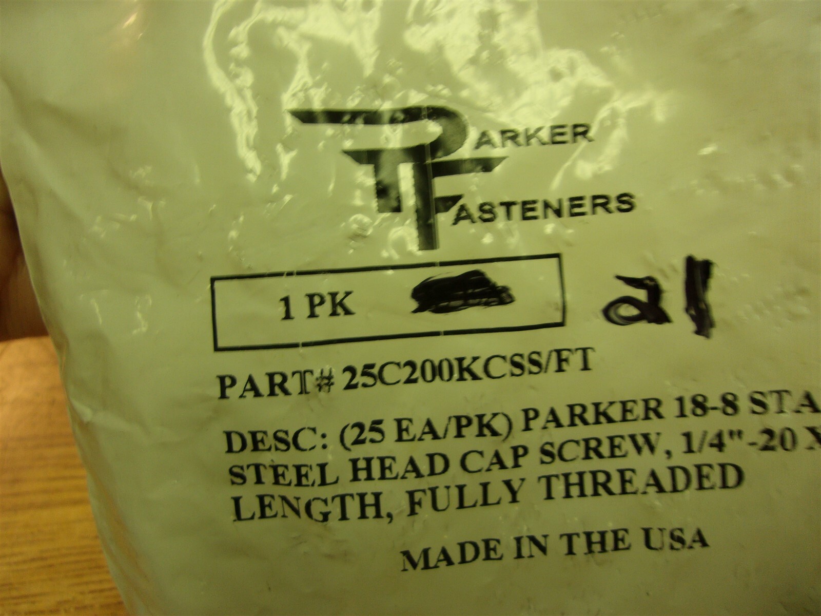 Parker 25C200KCSS/FT Steel Head Cap Screw 1/4″x20x2″ Fully Threaded Lot of 21