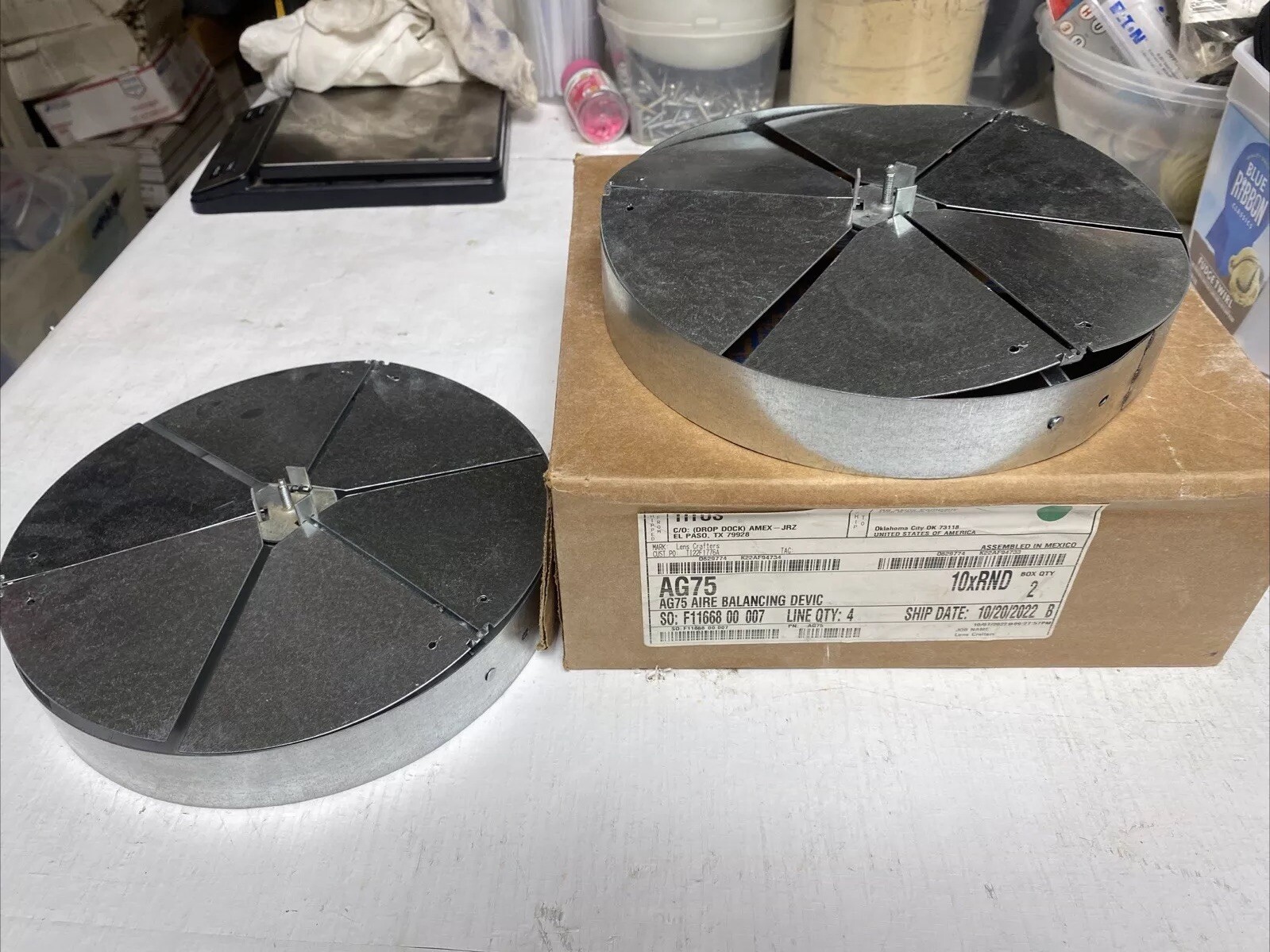 2 Pack Titus AG75 Steel Opposed Blade Damper 10” Diameter Round Air Balancing