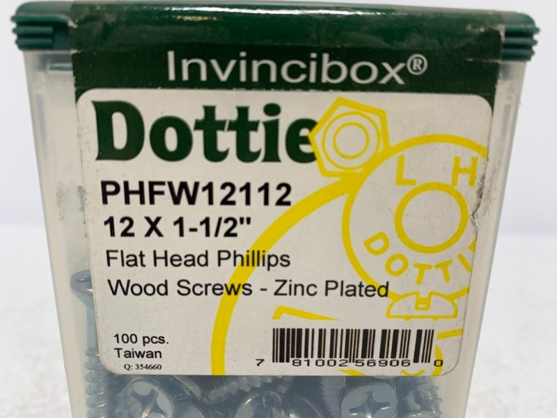 Dottie PHFW12112 Wood Screw #12 1-1/2″ Flat Head Phillips Zinc Plated (lot of 10