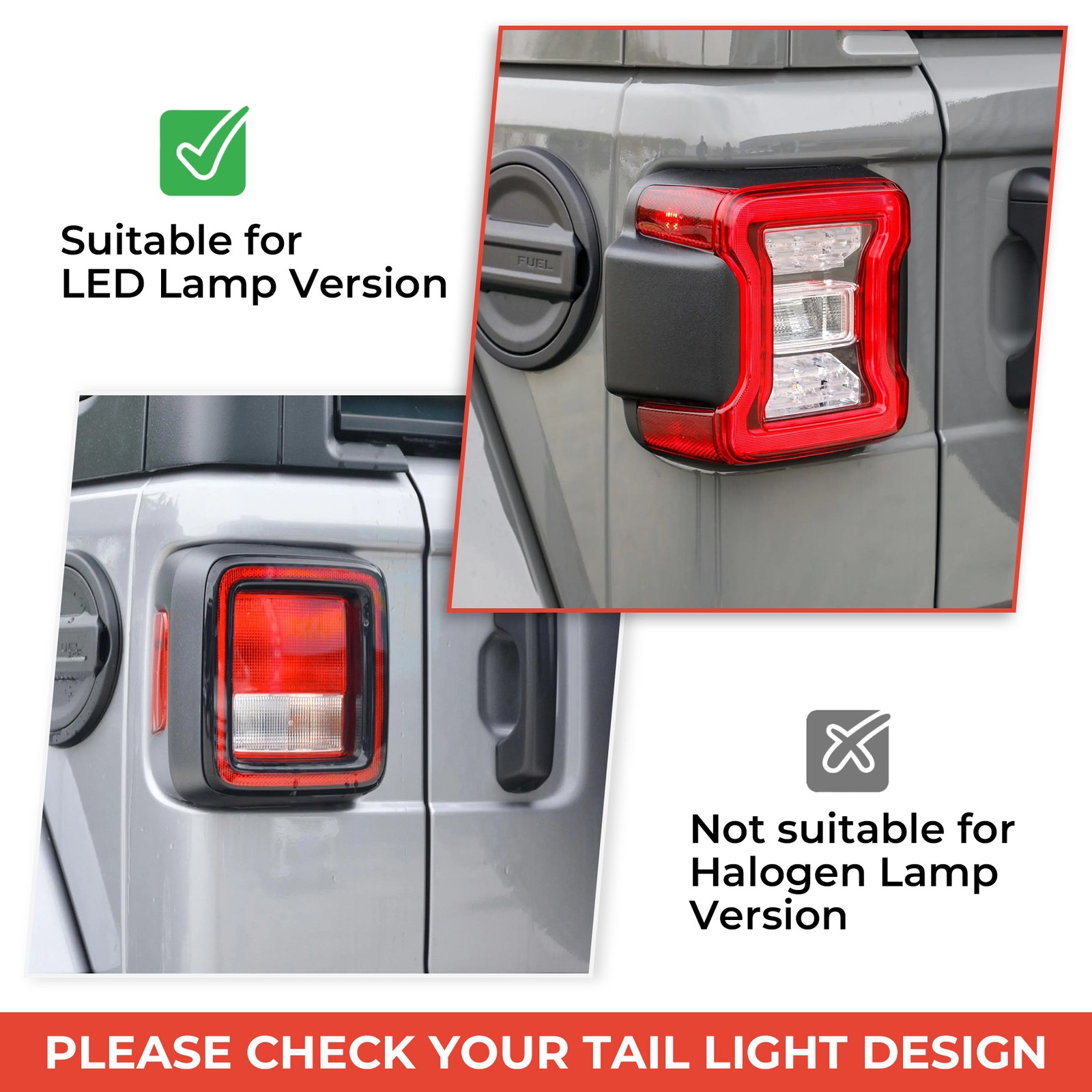 Tail Light Cover Compatible With 2018 Wrangler JL