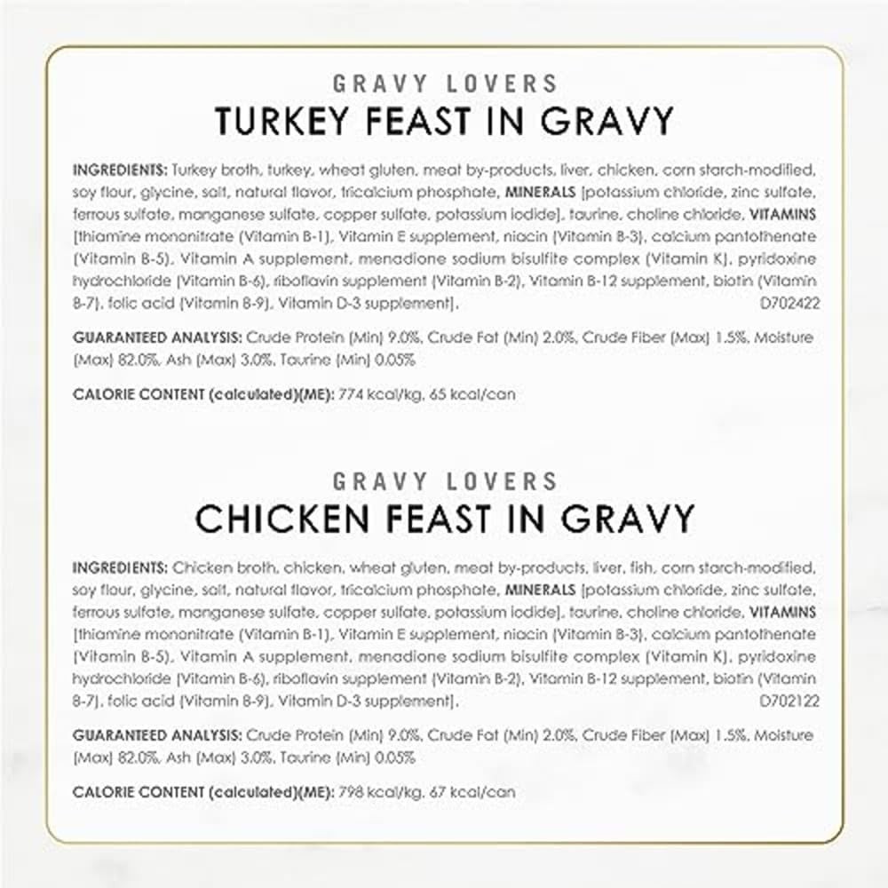 60 Cans Fancy Feast Gravy Wet Cat Food Variety Pack, Gravy Lovers Poultry Beef