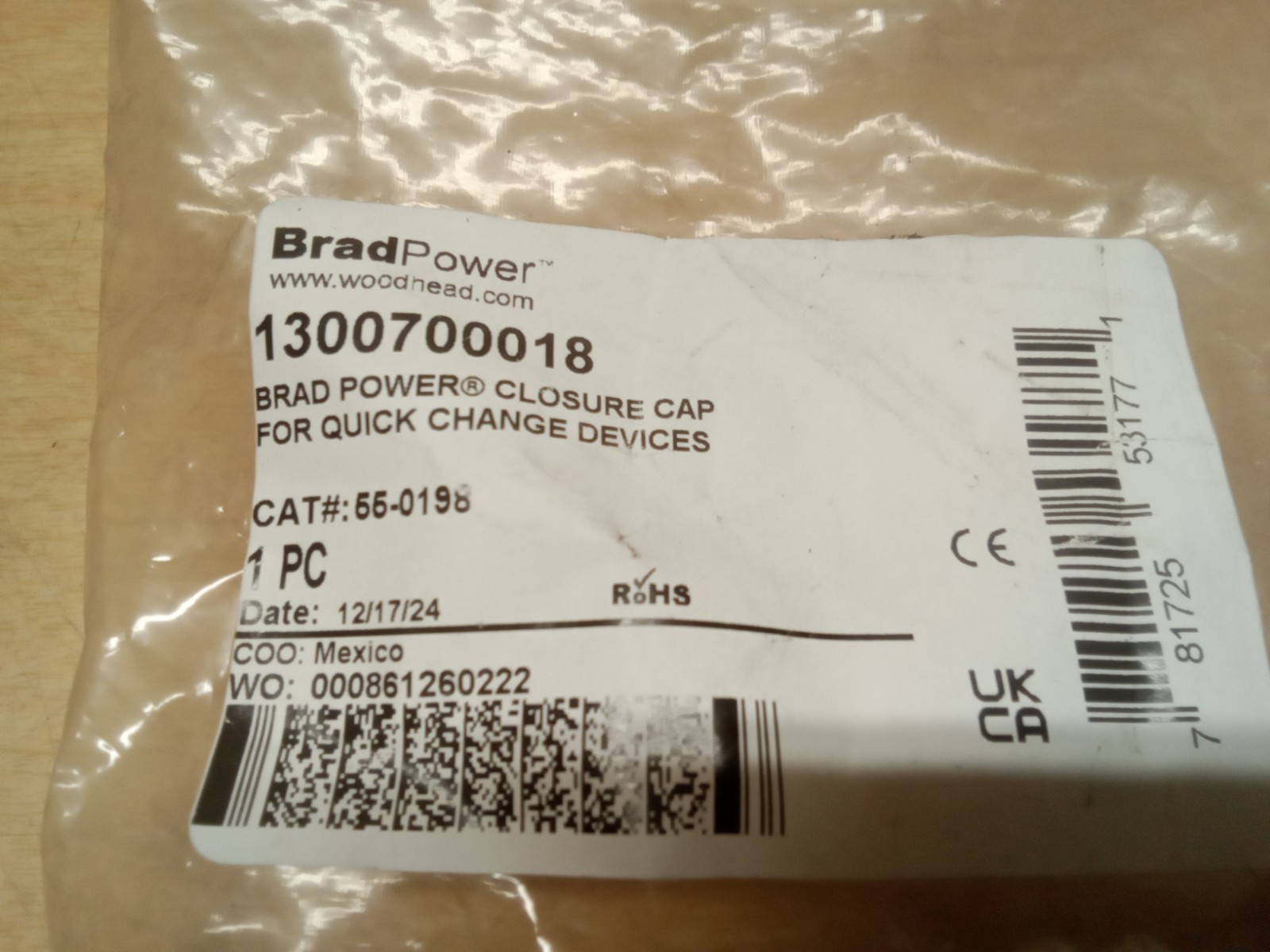 Brad Power 1300700018 Closure Cap 55-0198