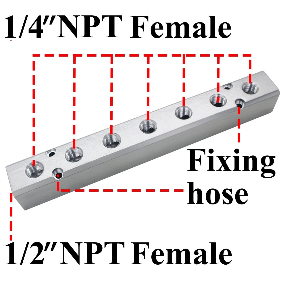 Beduan Aluminum 7 Way 9 Port 1/2″NPT Input 1/4″NPT Output Air Hose Manifold B…
