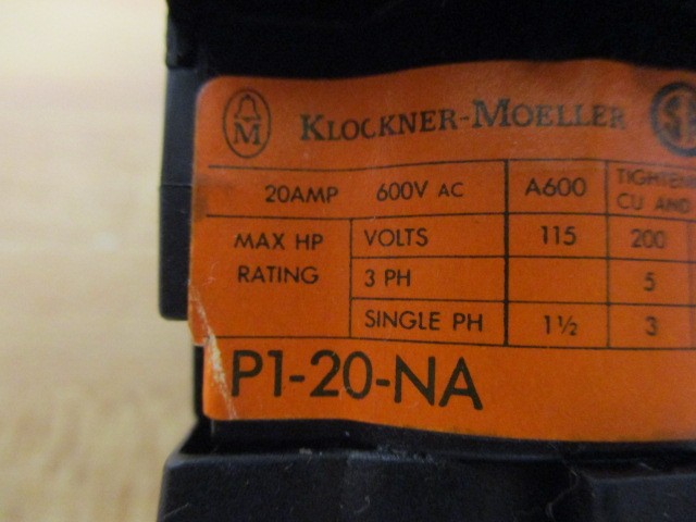 Klockner Moeller P1-20-NA Eaton Disconnect Switch P120NA
