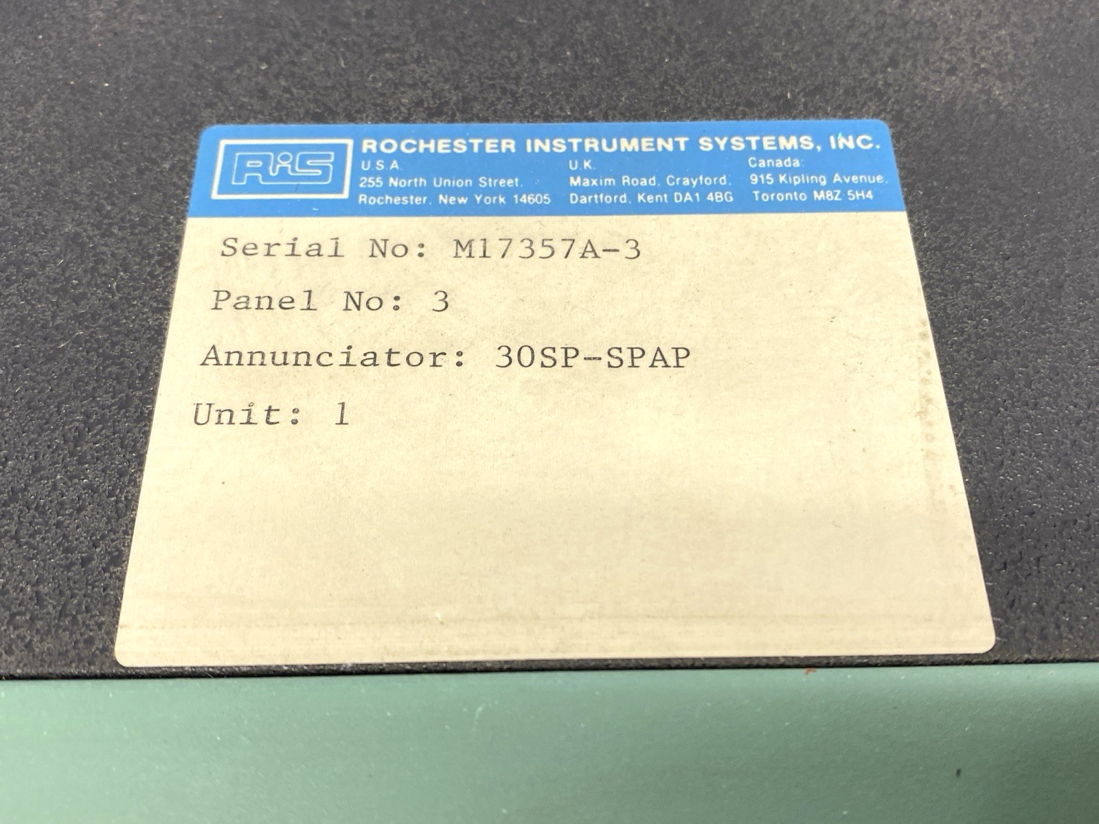 Rochester Instrument Systems 30SP-SPAP CNTMT Spray Annunciator