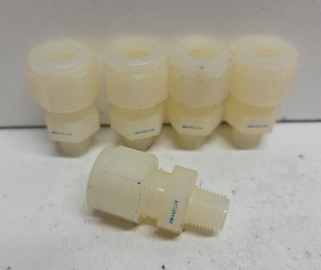 LOT OF 5 NEW NO BOX! SWAGELOK 3/8″ TUBE X 1/8″ MNPT TEFLON CONNECTORS NY-600-1-2