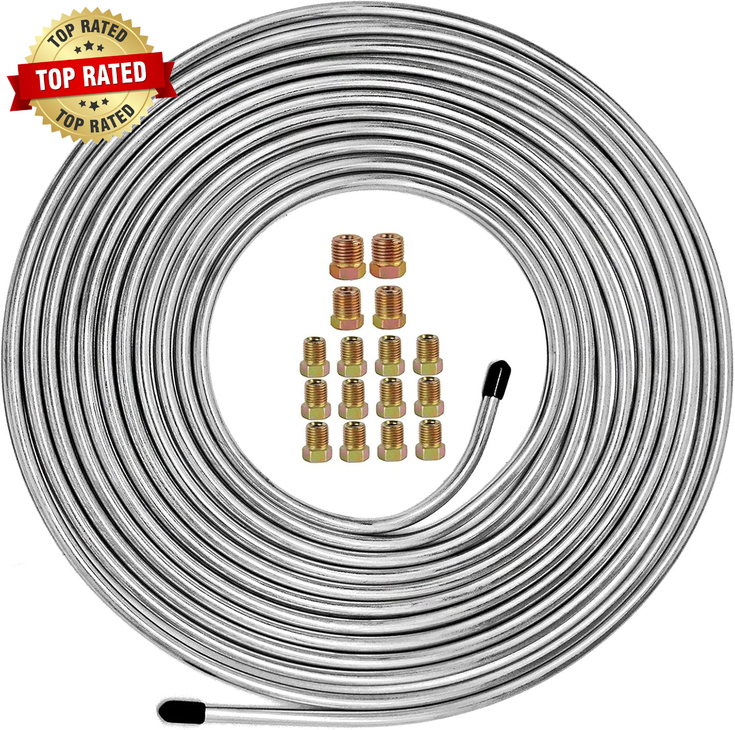 Brake Line Kit 25 Ft 1/4″ – Upgraded Zinc-Coated Flexible Brake Tubing Roll with