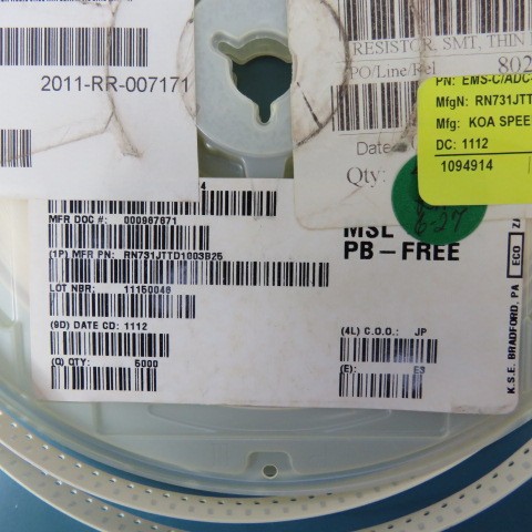 KOA SPEER RN731JTTD1003B25 Qty of 500 per Lot RESISTOR SMT THIN FILM 100.0 K