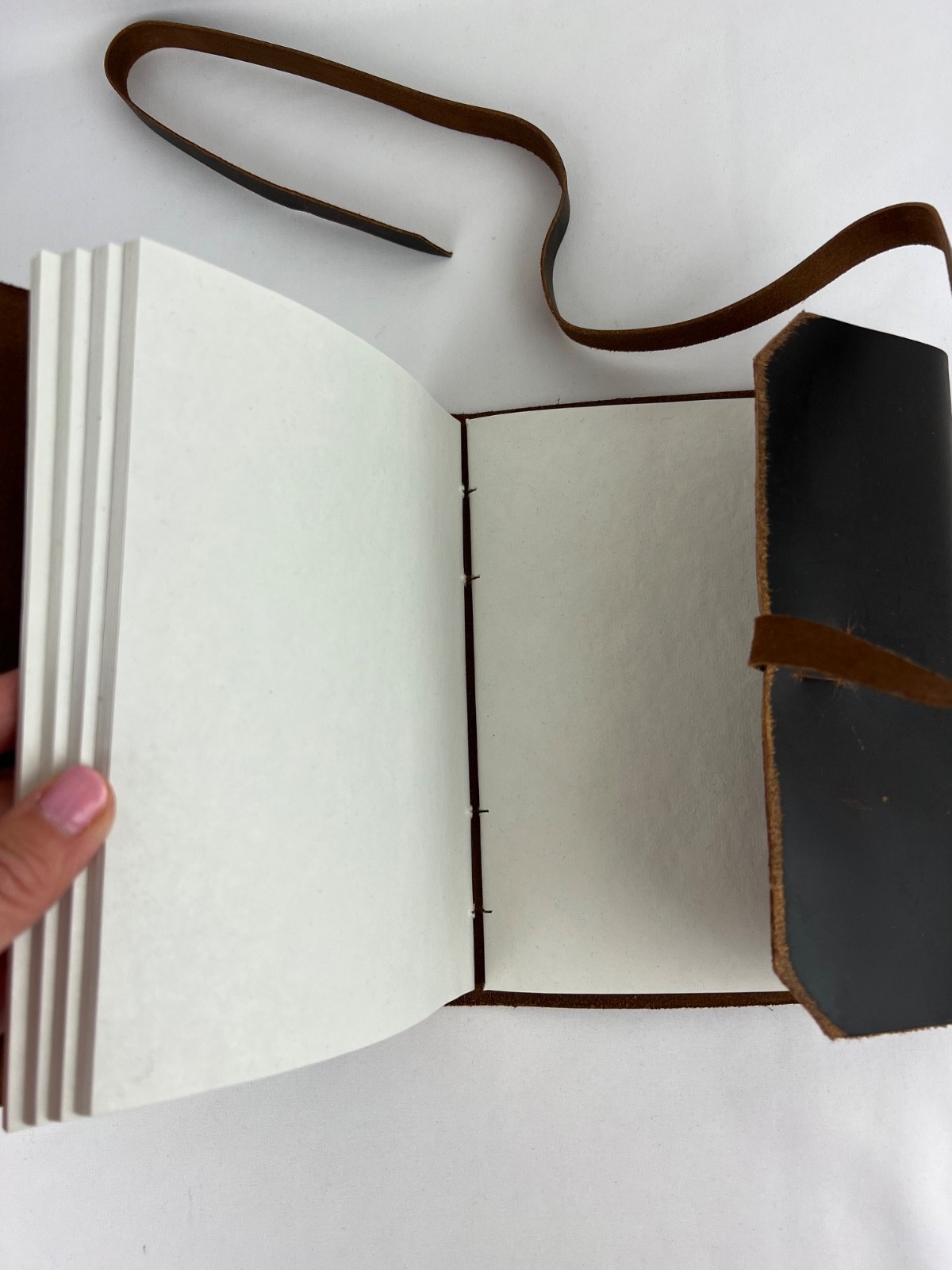 Leather Bound Journal w/Flap & Strap Closure 100 Antique Paper Tied Sheets
