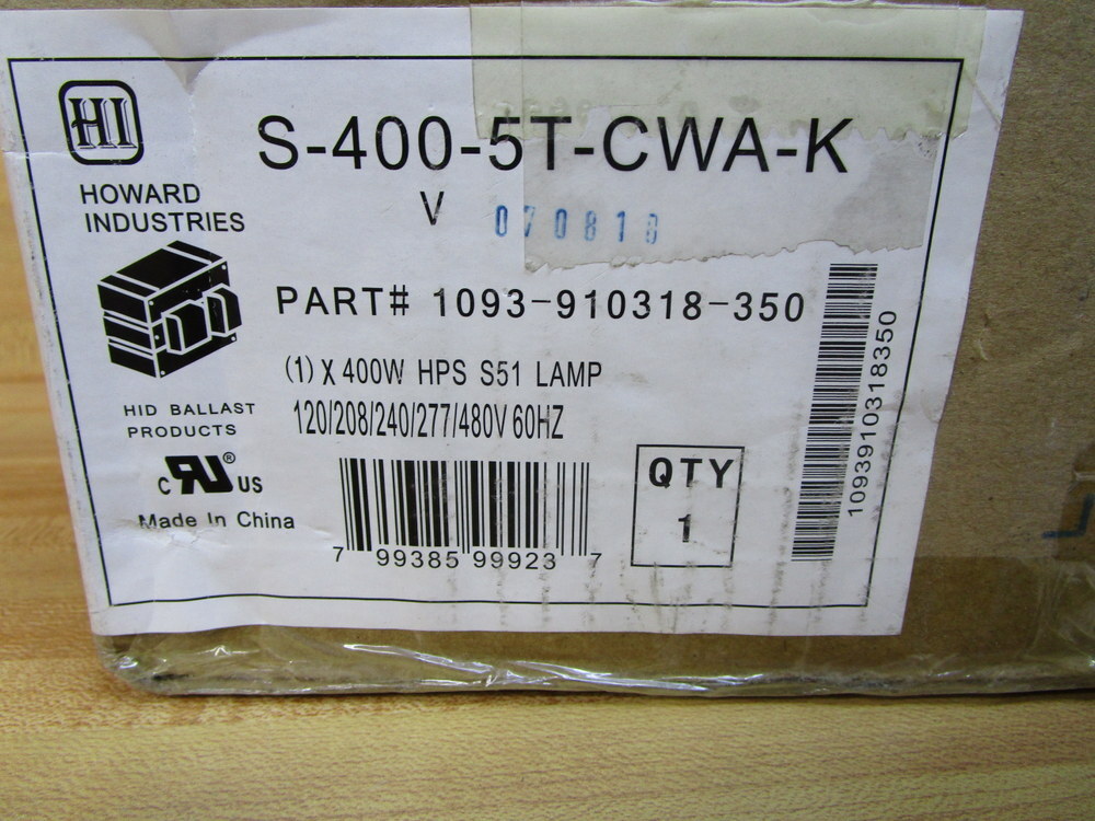 Howard Industries S-400-5T-CWA-K Ballast Assembly 070810